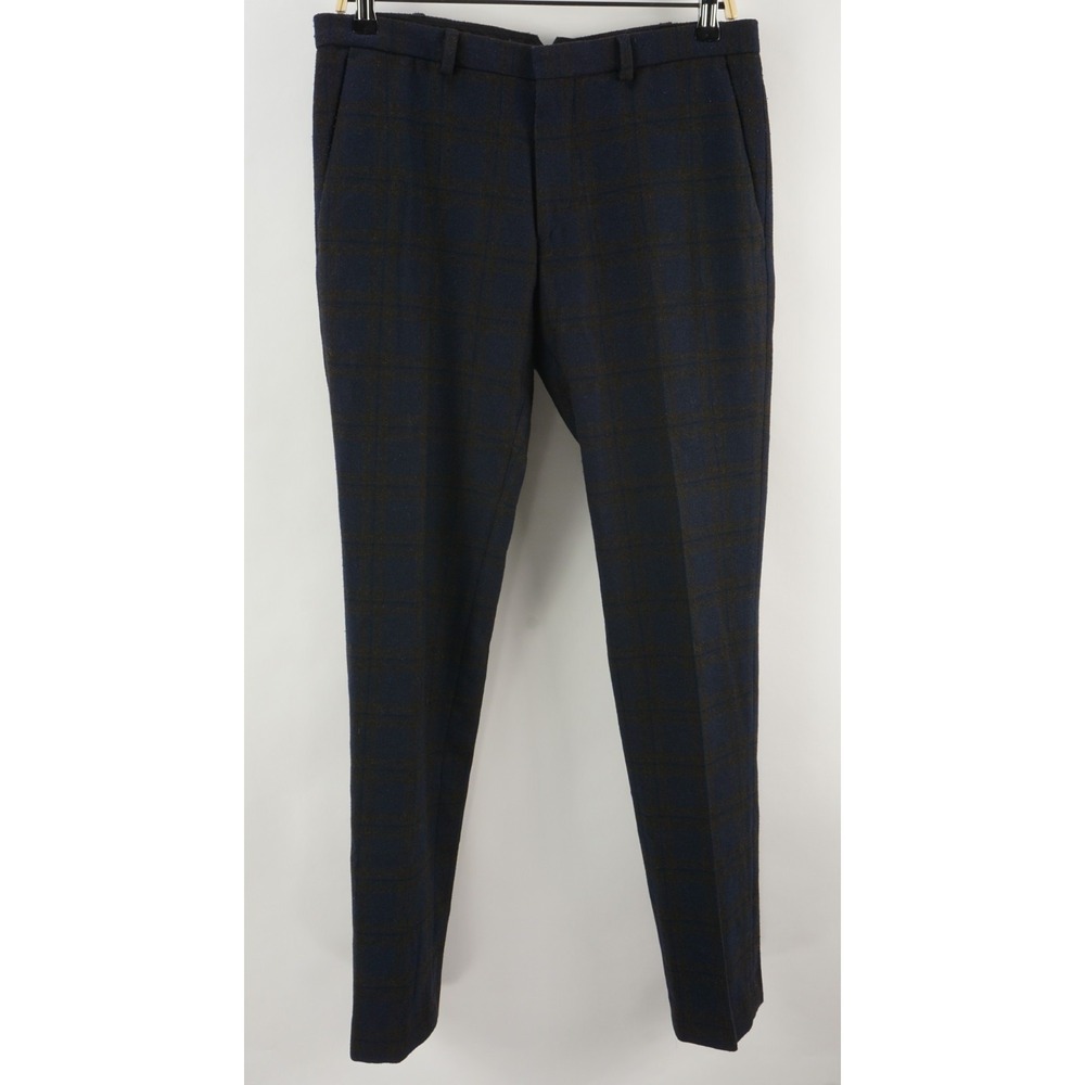 Heart and Dagger Wool Blend Flannel Tonal Windowpane Plaid Pants Men's 30 x 32